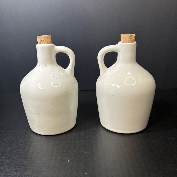 Vintage House of Webster Briar Rose Oil and Vinegar Bottles Jar Jugs White Rare - Picture 2 of 4